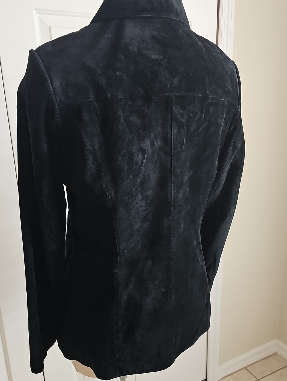Preston & York Suede Croc Trim Jacket Womens Size S Black Zip Leather Moto Coat - Picture 4 of 6